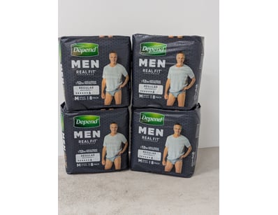 Depends men's real fit underwear, size m, x 4

SOL...