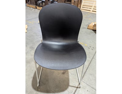 Dining chairs, black seating, white and grey frame...