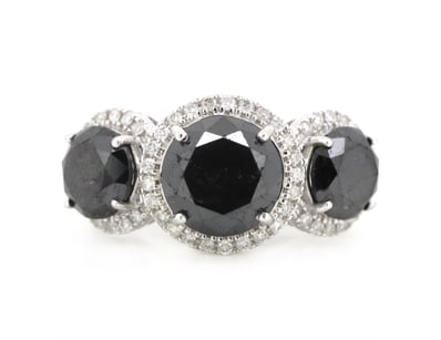 14K WHITE GOLD, BLACK DIAMOND AND DIAMOND, TRILOGY...