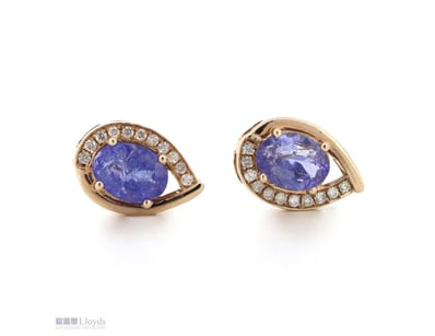 14K ROSE GOLD, TANZANITE AND DIAMOND, DECORATIVE S...