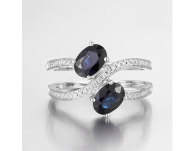 14CT WHITE GOLD AUSTRALIAN SAPPHIRE AND DIAMOND SP...