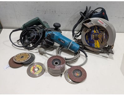 Comprehensive power tool collection featuring thre...