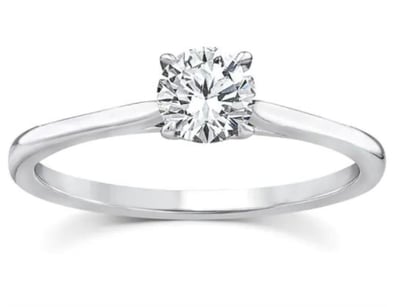 9K WHITE GOLD 0.50CT F VS LAB DIAMOND RND 4 CLAW R...