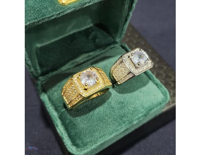 2XPCS 925 STERLING SILVER RINGS WITH CUBIC ZIRCONI...