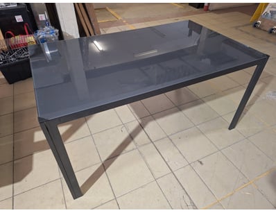 Table With Glass Top, Metal Style, Black Finish 

...