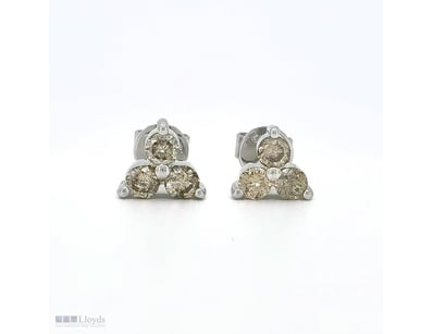 9CT WHITE GOLD FANCY CHAMPGNE BROWN DIAMOND TRILOG...