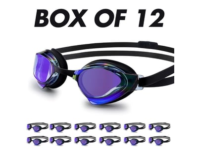 Box 12  x Black Racing/Training Swimming Goggles: ...
