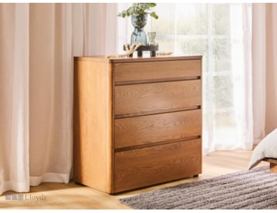 RRP $3,299 Drift Tallboy 4-drawer chest in oak ven...