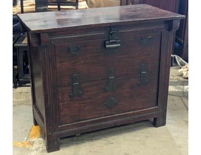 Korean Wooden rice chest. Cholla Do province. Red ...