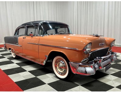 <b>1955 Chevrolet Bel-Air Sedan - Salmon & Grey - ...