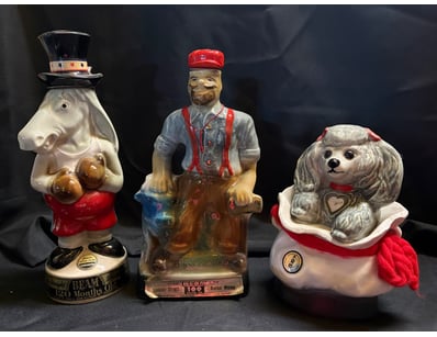 VINTAGE CERAMIC WHISKEY DECANTER FIGURINES - SET O...