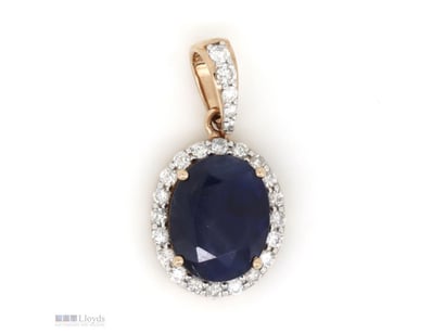 14K ROSE GOLD, BLUE SAPPHIRE AND DIAMOND, HALO PEN...