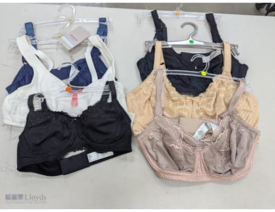 Assorted bras, blue, beige, black, various sizes i...