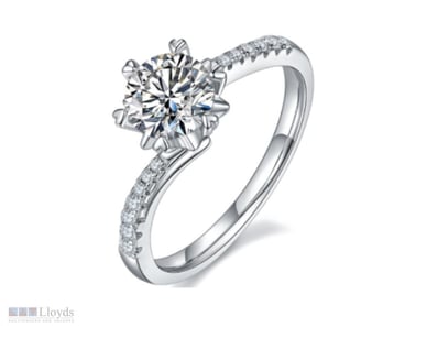 925 STERLING SILVER 1.00CT MOISSANITE SOLITAIRE RI...