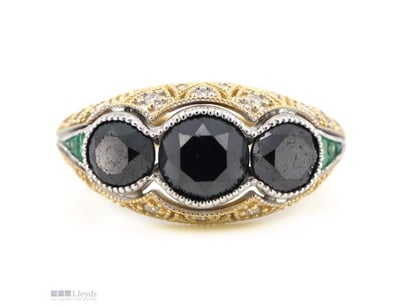 14K YELLOW GOLD, BLACK DIAMOND, 0.18CT TSW ZAMBIAN...