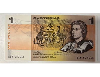 AUSTRALIAN ONE DOLLAR NOTE, R75 (AUNC)

CV: $45...