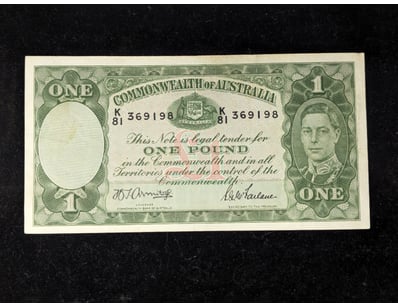 COMMONWEALTH OF AUSTRALIA ONE POUND NOTE, CIRCA 19...