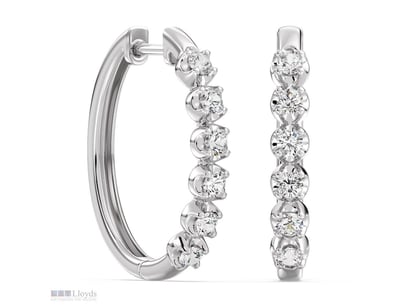 1.00 CARAT WHITE GOLD LAB GROWN DIAMOND HOOP EARRI...