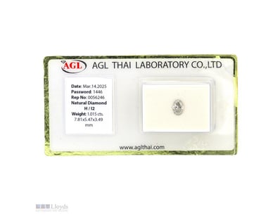 1.015CT CERTIFIED, NATURAL DIAMOND     

Oval Bril...