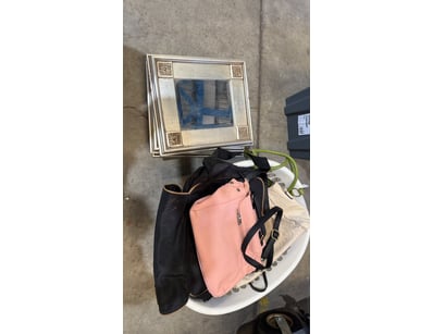 Assorted lot of bags and decorative mirrors