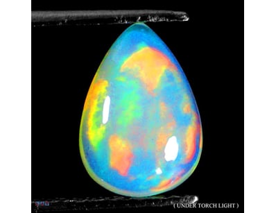 NATURAL 3.99CT PEAR CABOCHON PLAY OF COLOUR CRYSTA...