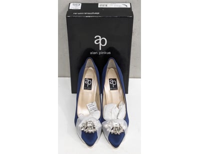 ALAN PINKUS KEISHA NAVY SATIN EVENING PUMPS, SIZE ...