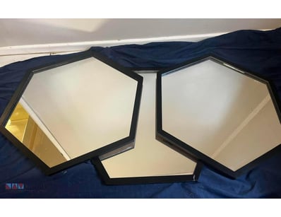 Contemporary Black Framed Hexagon Mirrors- refer t...