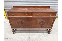 Oak Sideboard with Carved Detail and Brass