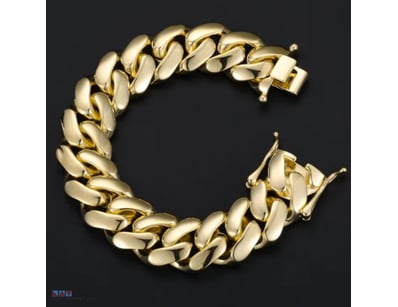 MIAMI CUBAN  GOLD PLATED  STAINLESS STEEL    BRACE...