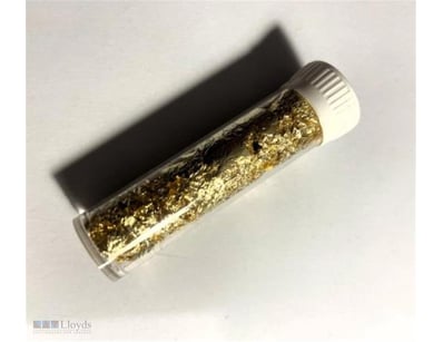 VIAL FULL OF GOLD LEAF/FLAKE, GREAT CHRISTMAS OR B...