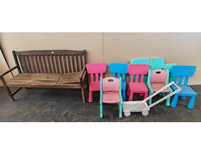 Furniture, including timber style garden bench, an...