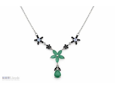NATURAL EMERALD, TANZANITE & SAPPHIRE NECKLACE ON ...
