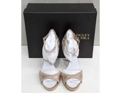 BADGLEY MISCHKA "ROXY" CHAMPAGNE SATIN EMBELLISHED...