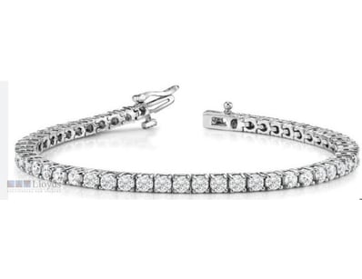 WHITE GOLD PLATED TENNIS BRACELET WHITE CUBIC ZIRC...