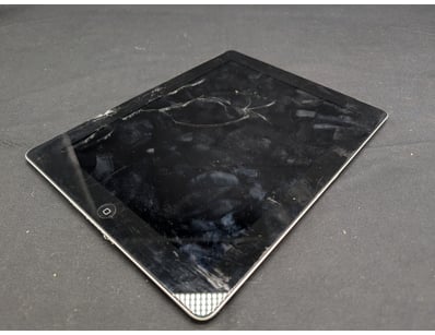 Apple iPad (Model A1460) with severely damaged dis...