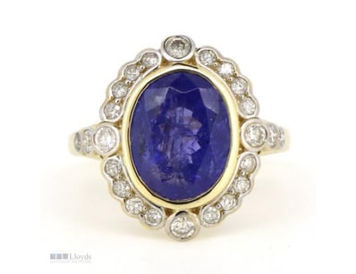 14CT YELLOW GOLD, TANZANITE AND DIAMOND, VINTAGE I...