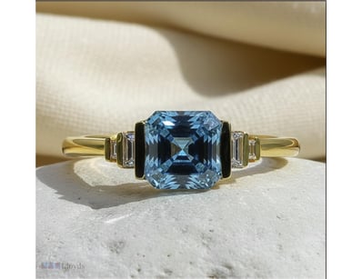 14K YELLOW GOLD 1.72CT BLUE - VS1 LAB GROWN ASSCHE...