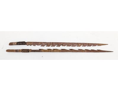 THESE ARE ABORIGINAL BARBED SPEARS

Item Size: H...