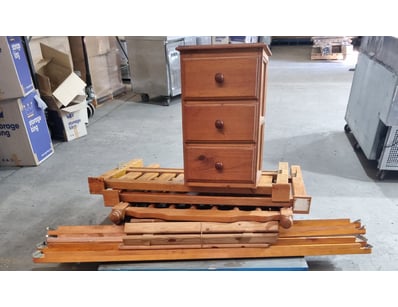 Bedroom Lot, single bed frame,bedside unit, mahoga...