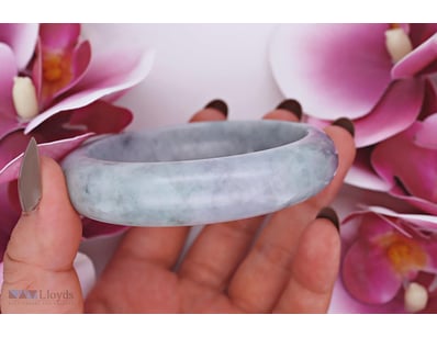NATURAL BURMESE JADE BANGLE ON 925 SILVER - WITH C...