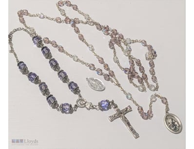 VINTAGE ITALIAN CRYSTAL ROSARY BEADS & SMALLER PUR...