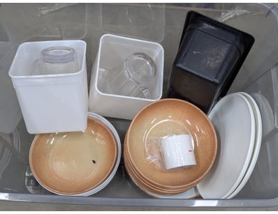 Collection of dinnerware items including jugs, bow...