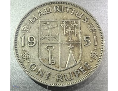 1951- MAURITIUS ONE RUPEE KING GEORGE THE SIXTH SC...