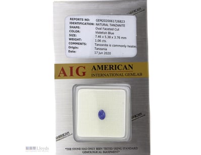 1.06CT CERTIFIED, NATURAL TANZANITE     

Oval Fac...