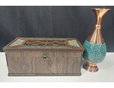 PERSIAN FIROOZEH KOOBI VASE MADE FROM COPPER AND I...