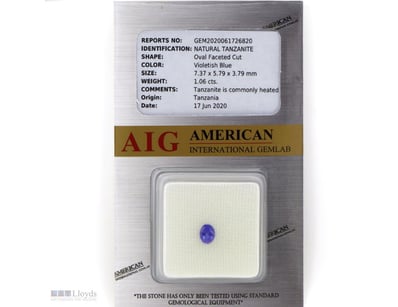 1.06CT CERTIFIED, NATURAL TANZANITE     

Oval Fac...