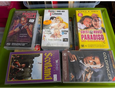 Collection of VHS Tapes Including Goldfinger, Send...