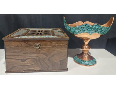 PERSIAN FIROOZEH KOOBI (TURQUOISE INLAY) PEDESTAL ...