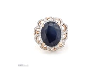 14K Rose Gold, 6.56Ct Blue Sapphire And Diamond,