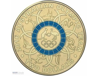 RIO BLUE 2016 OLYMPIC GAMES RING $2 TWO DOLLAR COI...